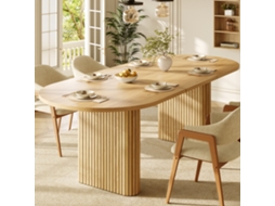 Mesa De Jantar Oval Extensível 120-160cm Estrutura Vertical, Capacidade 60kg, Madeira Natural Castanho Preto