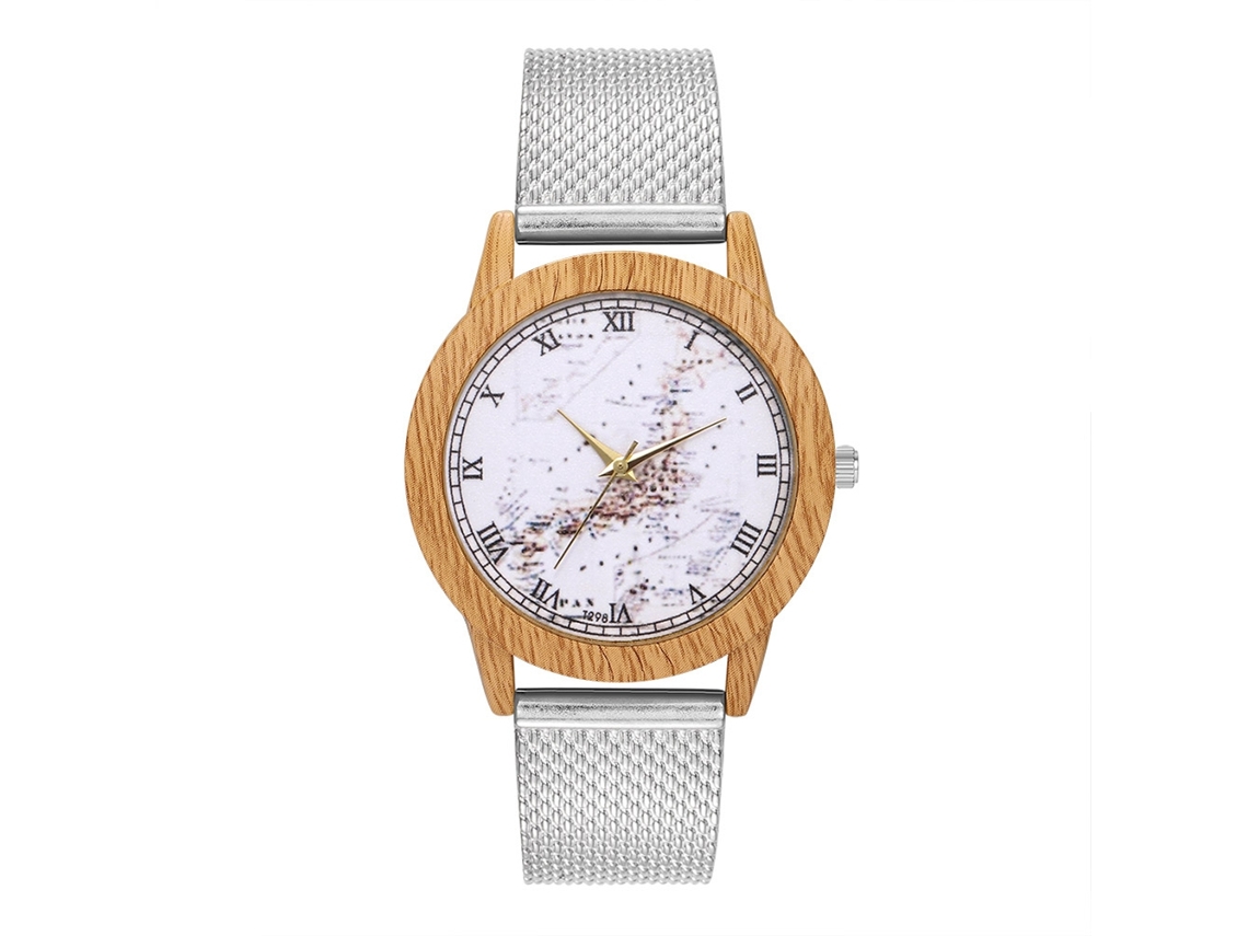 Relógio de quartzo com pulseira de silicone, mostrador com numerais romanos, unissex casual (prateado)