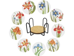 Conjunto de 9 Suportes para Flocos - Pontilhado de Diamante - 9,5×9,5 cm - Flor