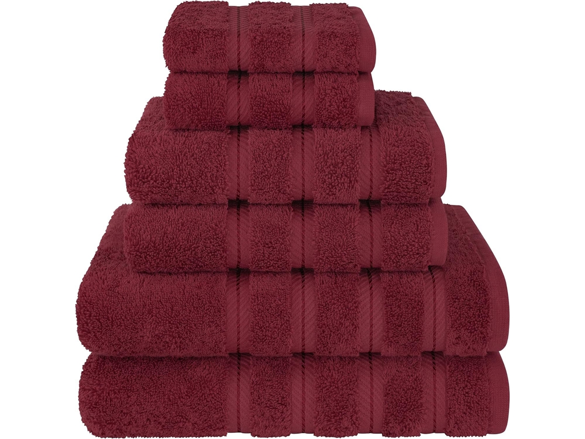Conjunto De 6 Toalhas De Algodão Macias Digitallab Vermelho Escuro