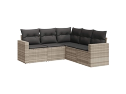 Maison Exclusive - 5 Pcs Conj. Sofás Jardim C/ Almofadões Vime Pe Cinzento-claro