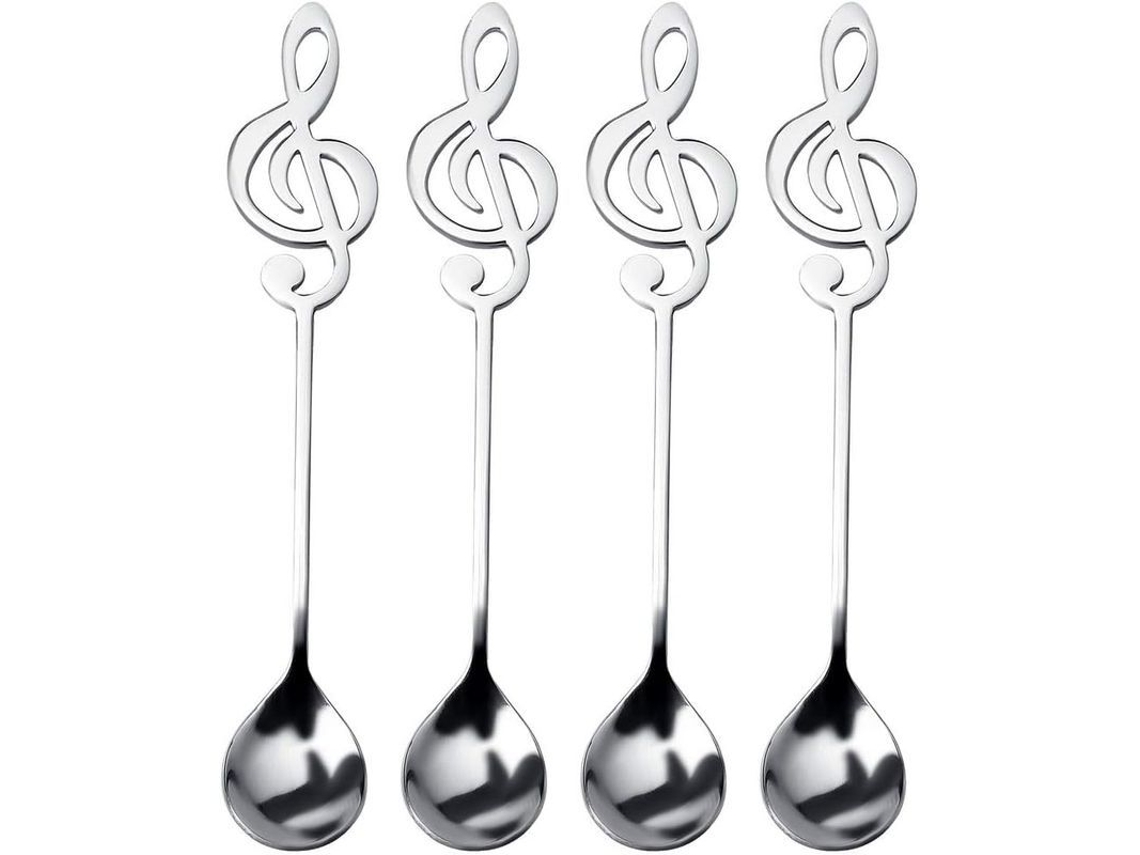 Colheres de café 4pcs inox 304, nota musical | S/MARCA