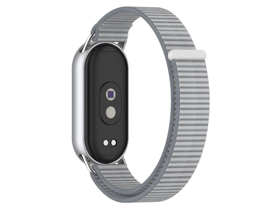 Bracelete para Xiaomi Smart Band 10/9/8/nfc Nylon Trançado Conector de Metal Cinza céu Oficial XIAOMOYU