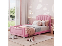 Sofa Cama 90x200cm Flanela Rosa Multifuncional Com Apoios