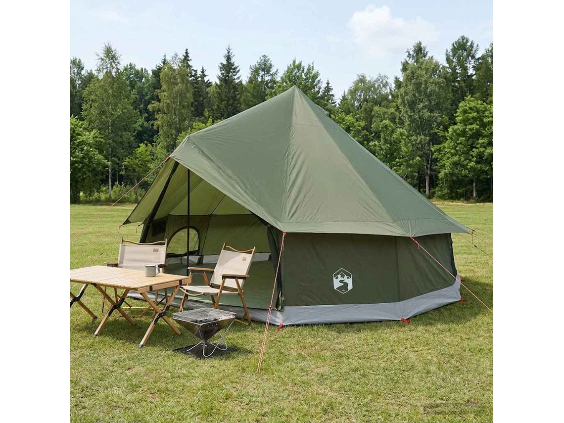 Vidaxl Barraca Tipi Verde-azeitona 400 X 400 X 250 Cm Poliéster E Aço
