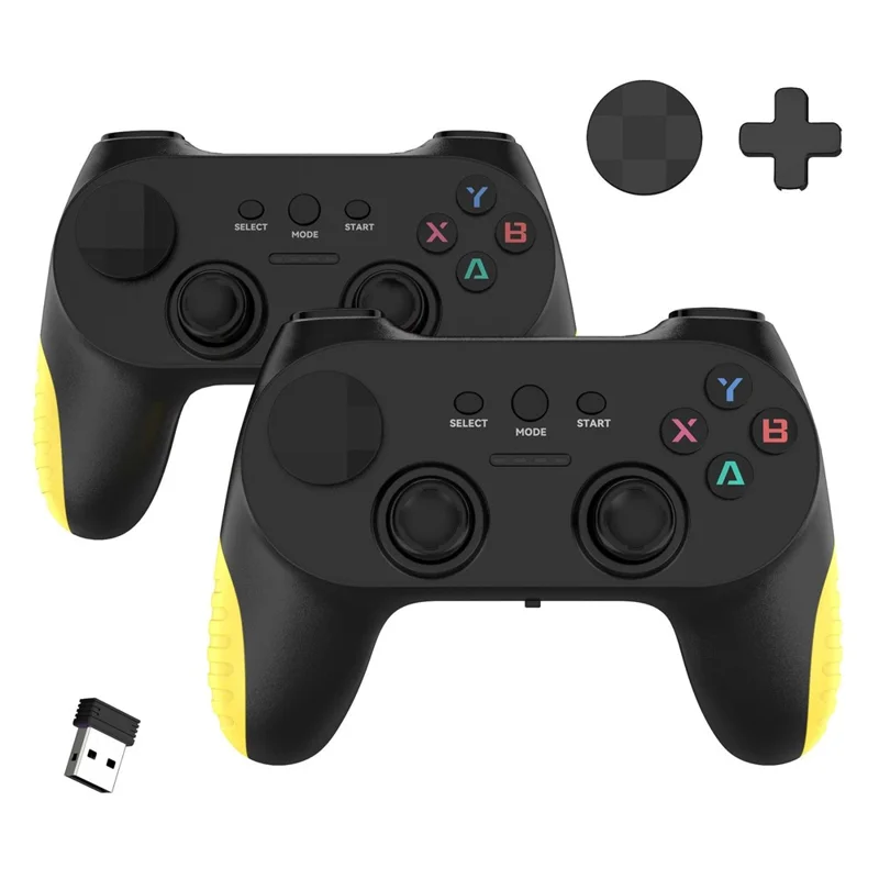 Comando Zruxe Cm-039 Sem Fios 2.4g Para Pc, Android E Smart Tv (dual Player, D-pad Intercambiável, Preto E Amarelo)