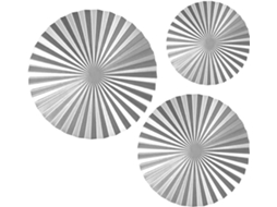 Conjunto De 3 Enfeites De Parede Em Forma De Sol, Em Metal Prateado Texturizado, Com Design Moderno E Arredondado.