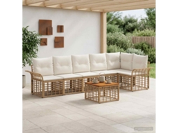 Vidaxl Conjunto De Sofás Para Exterior 7 Pcs Natural E Branco Creme