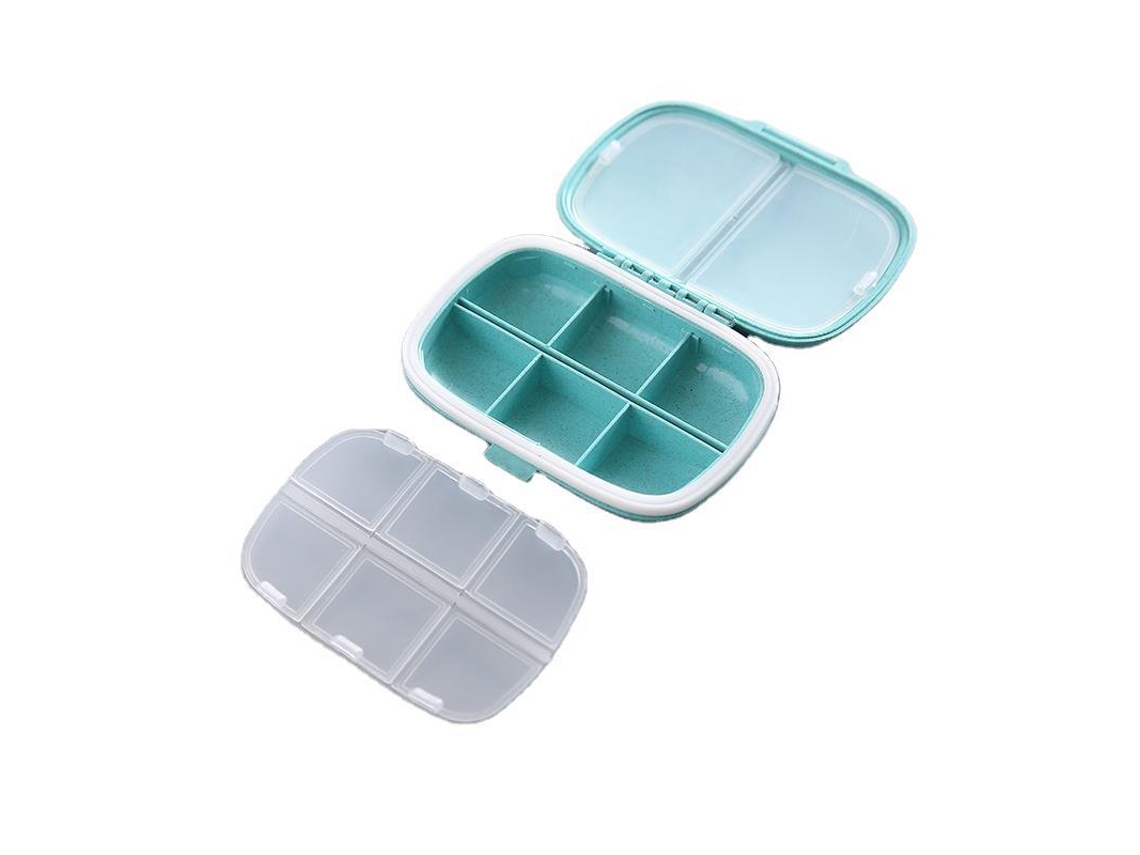 Porta, Comprimidos Para Medicamentos, 1 Unidade, Azul, Para Uso Diário, Em Palha De Trigo, Com Compartimentos Removíveis Para Medicamentos E Viagens