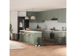 Vidaxl Portão P/ Cães Com Porta Dobrável 15 Painéis 750 Cm Álamo Preto