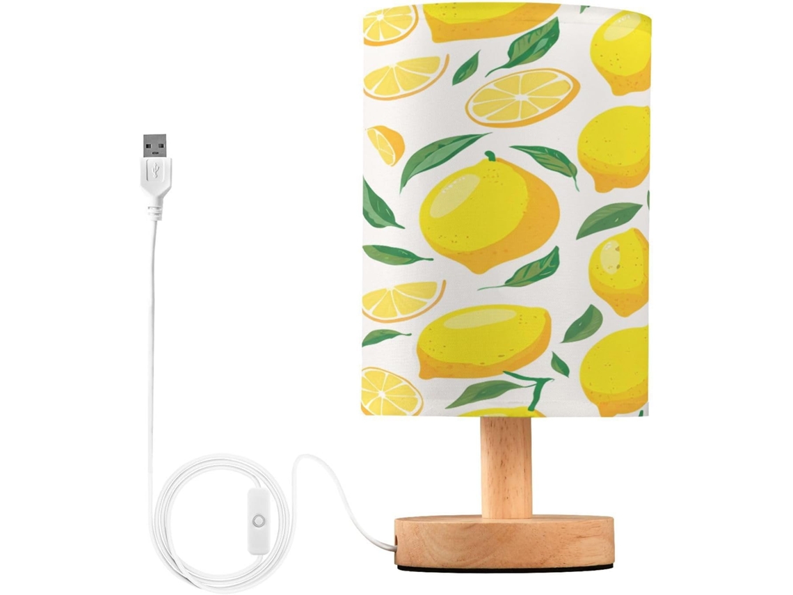 Abajur De Cabeceira Whole Lemons Para Quarto, Luminária De Cabeceira Led, Luminária De Leitura Com Portas Usb E Cúpula