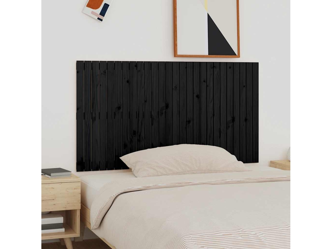 Vidaxl Cabeceira De Parede 166x3x90 Cm Madeira De Pinho Maciça Preto