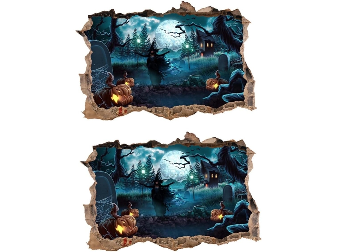 2 Adesivos De Parede Autoadesivos 3d Com Tema De Bruxa