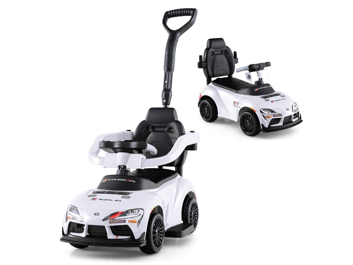 Carrinho De Brinquedo Infantil 3 Em 1 Com Armazenamento E Alça De Empurrar, Branco