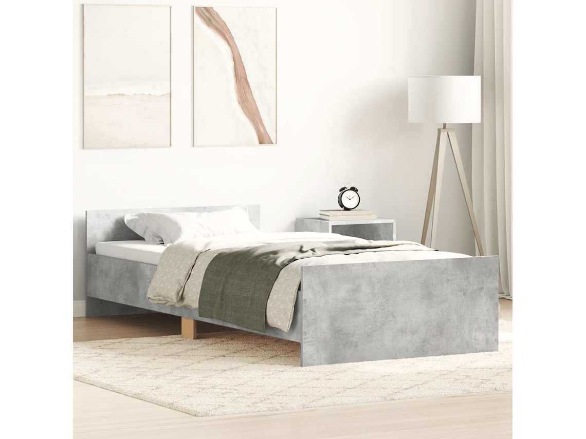 Estrutura De Cama 100x200 Cm Derivados De Madeira Cinza Sonoma