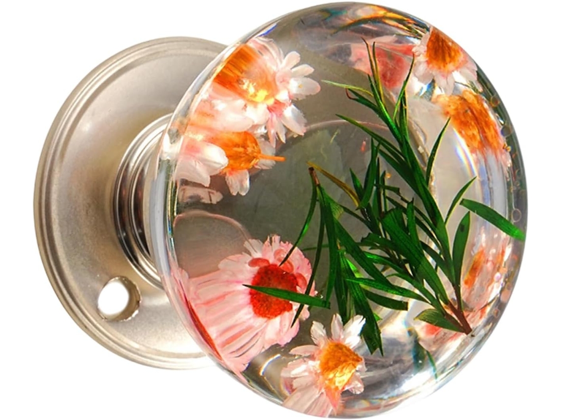 Puxador De Porta Cristal, Puxador Decorativo De Resina Transparente E Metal Para Gaveta Armário, Puxador De Esfera
