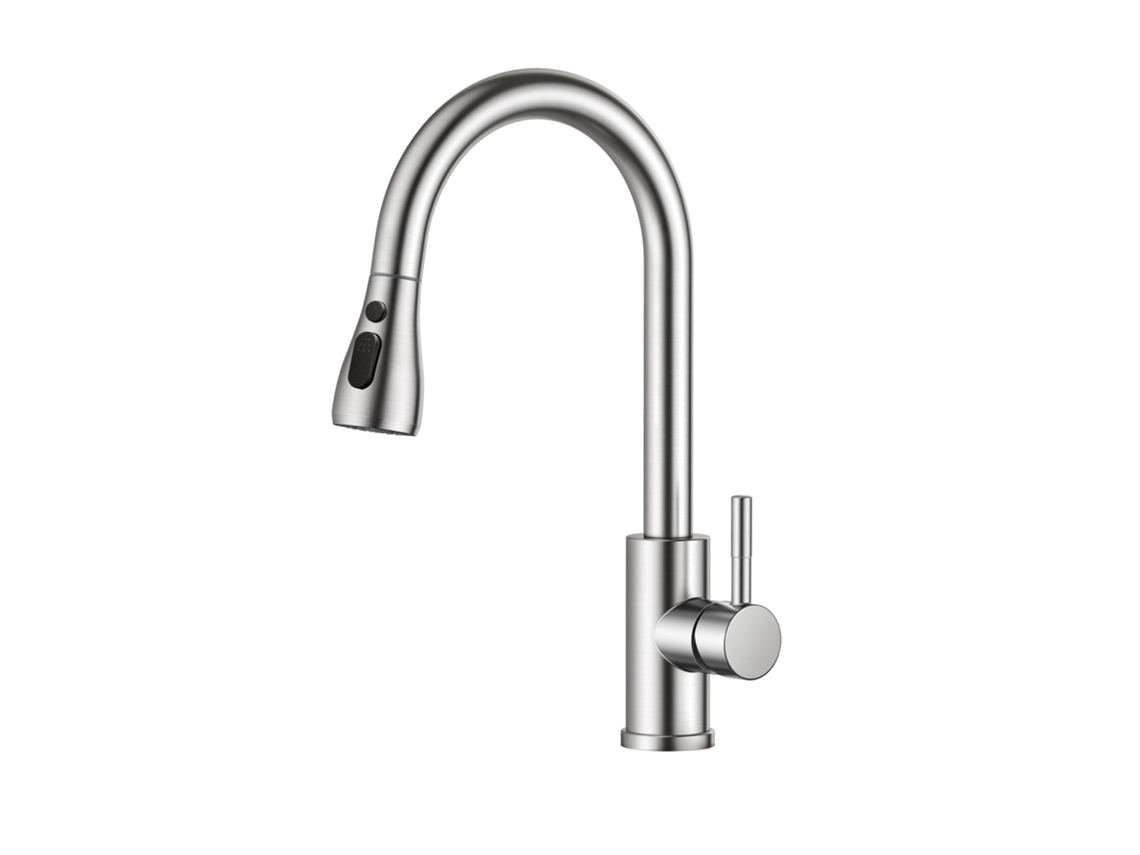 Torneira de cozinha, misturador de cozinha, spray, pia de cozinha, giratória 360 °, pia de arco alto, pulverizador suspenso, 3 modos, aço inoxid