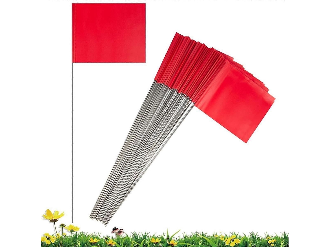 50 Bandeirinhas De Marcação Vermelhas, 15x4x5 Polegadas, Para Jardim, Irrigação E Sinalização