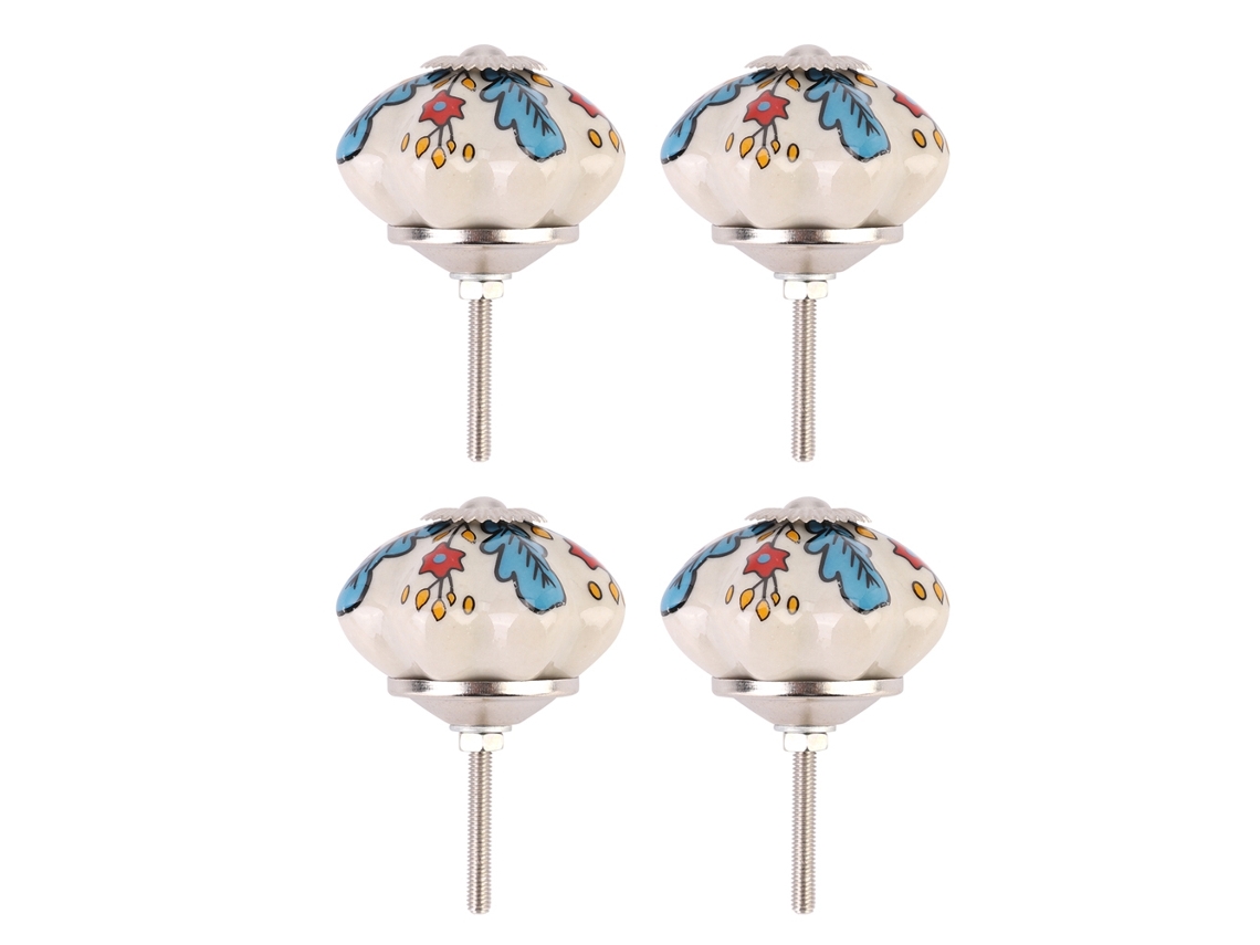 Conjunto De 4 Puxadores De Cerâmica Vintage Laxiscreed Com Padrão Floral Para Mobiliário
