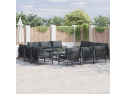 Vidaxl Conjunto De Sofá De Jardim Com Almofada 13 Pcs Preto Aço