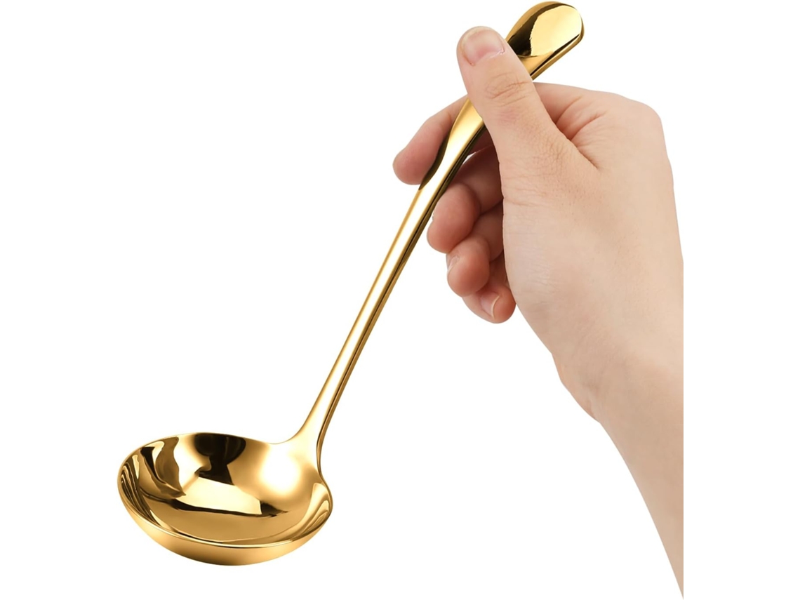 Concha De Aço Inox Dourada - 20 Cm - Para Sopas E Ensopados - Lavável Em Máquina (pequena)