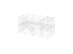 Recinto Modular 2 Niveles 36 Paneles Para Mascotas Pequeñas 143x73x71 Cm Top - Negro