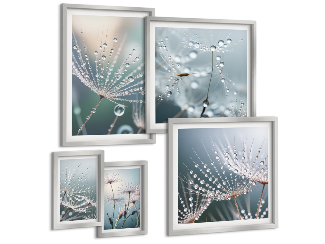 Conjunto De Pinturas Gotas De Orvalho Plantas Minimalistas Espelharte (5 Peças)