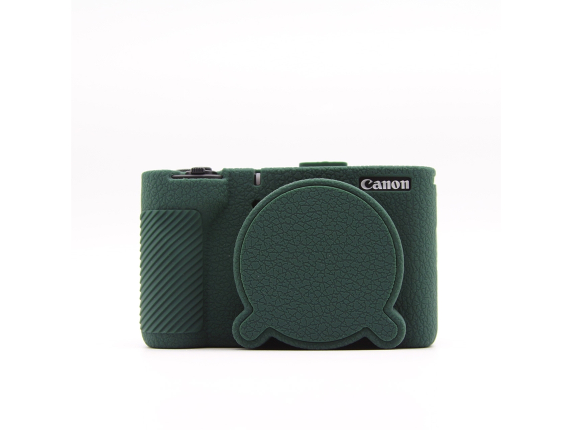 Capa Protetora Silicone HEXINYIGJLY para Canon Powershot V1antirriscos, Acesso Tripé, Tampa de Lente Verde