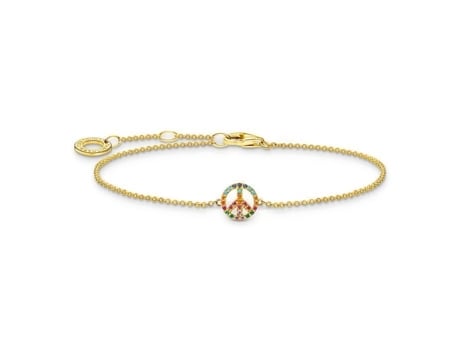 Pulseira Thomas Sabo Símbolo Da Paz Multicolorido Prata Banhada A Ouro Zircônia Cúbica