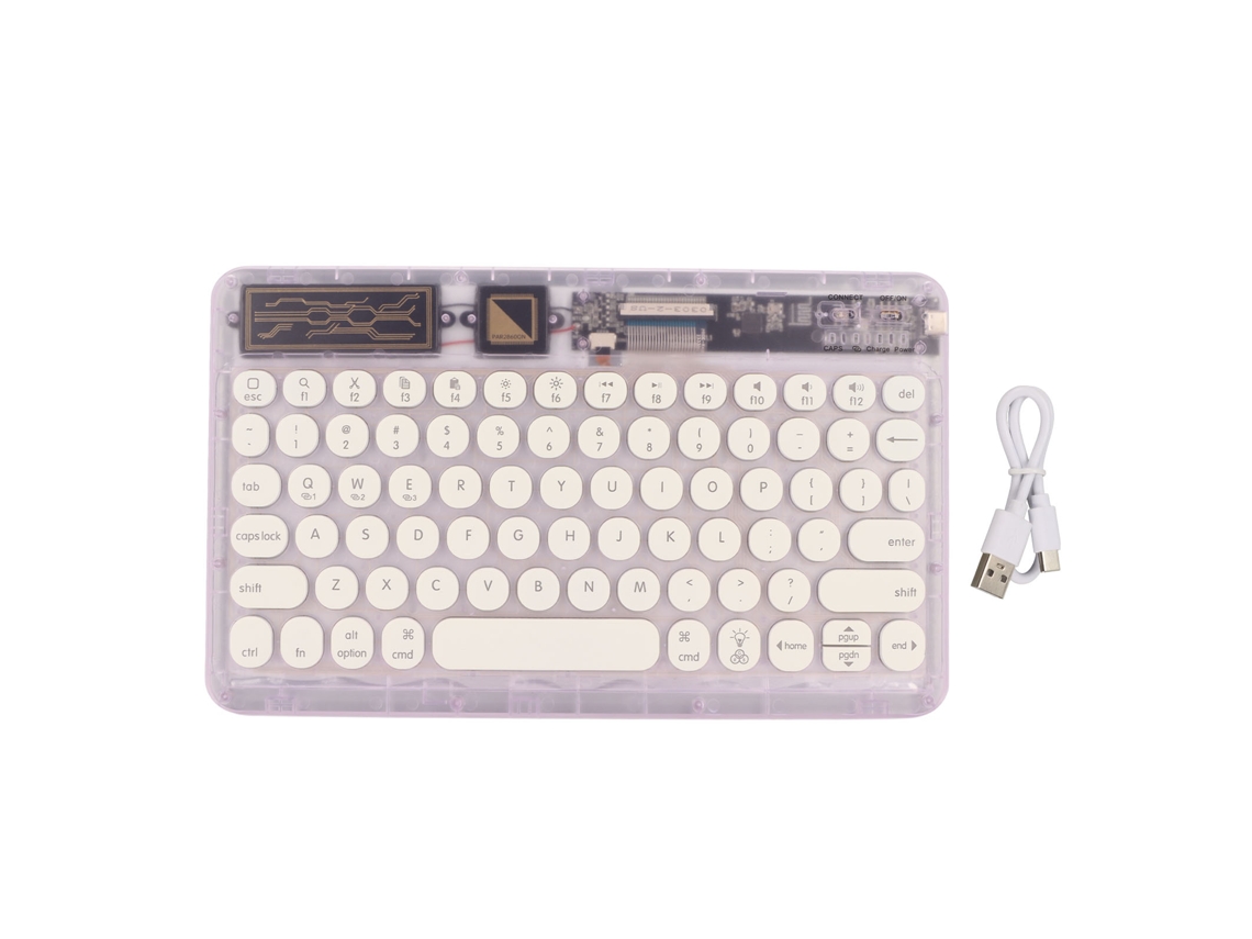 Teclado Bluetooth Retro Ultra Fino Com Luz Rgb Sem Fio Mini Roxo Para Viagens E Casa