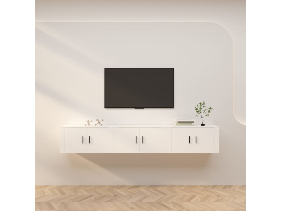 Vidaxl Móveis De Tv De Parede 3 Pcs 80x34,5x40 Cm Branco