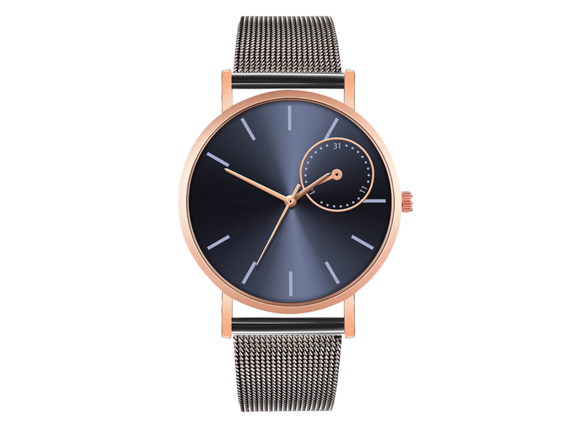 Reloj De Moda Para Parejas Con Correa De Malla Dial Redondo Cuarzo Unisex