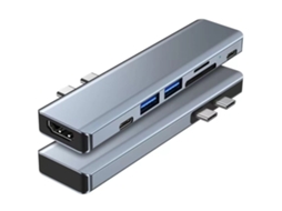 Usb C Hub 7 Em 2 Para Macbook Air Pro M1 Pacote Com 2 Adaptador Usb C Com Hdmi 4k Usb 3.0 Leitor De Cartão Sd / Tf Sliver*