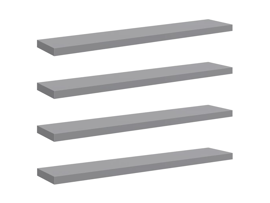 Prateleiras de Parede Suspensas 4 peças 120x23,5x3,8cm MDF Cinza MAISON EXCLUSIVE