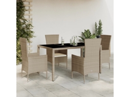 Vidaxl 5 Pcs Conjunto de Jantar P/ Jardim com Almofadões Vime Pe Bege