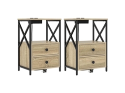 Conjunto de 2 Armários de Cabeceira Carvalho Sonoma 40x31x60 cm MAISON EXCLUSIVE