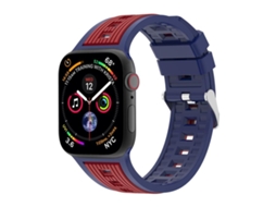 Bracelete para Apple Watch 46/49/45/44mm Silicone com Listras Verticais em Dois Tons Azul Marinho + Bordô XIAOMOYU