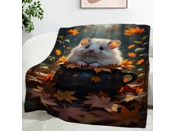 Manta com Estampa de Folha Bordo e Hamster Desenho Animado 150x200 Cm Multifuncional Macia Aconchegante em Fla