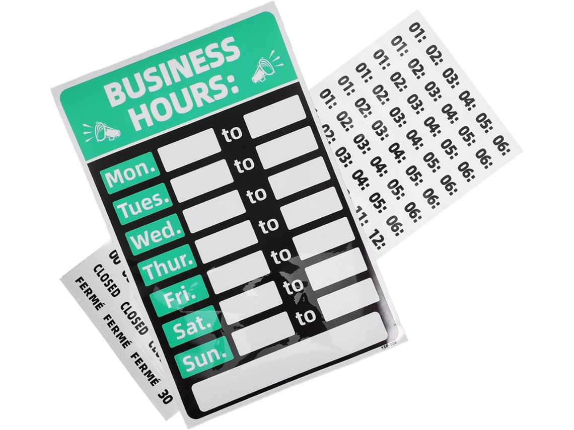 Placa De Horário Comercial, Adesivo Forte, Horário De Atendimento Modificável, Material Em Pvc, Ideal Para Restaurantes
