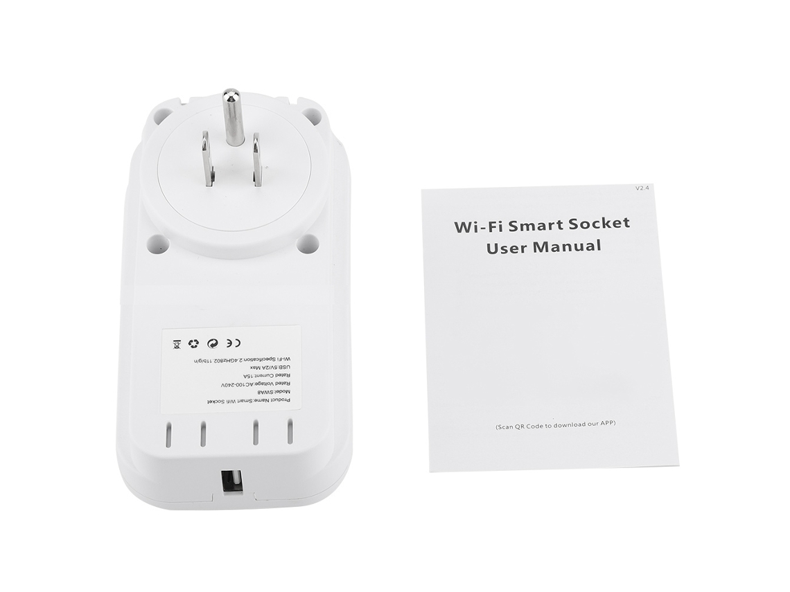 Tomada Wifi Inteligente Laxiscreed Compatível Com Alexa E Google Home, Controlo Via App E Programação De Liga/desliga