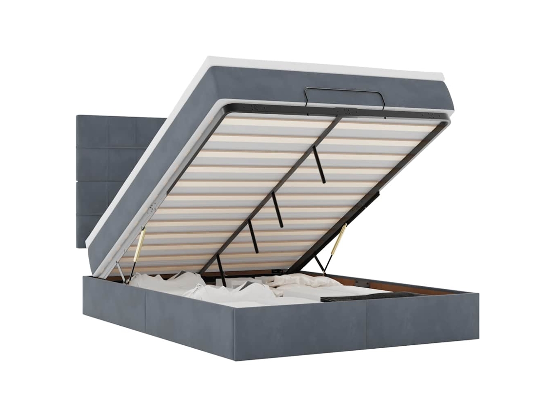 Ottoman Bed, Ottoman Beds Vidaxl Cinzeto Veludo (140 X 190 Cm)