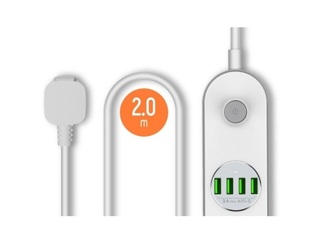 Cw Che44w, Rallonge, 4 Tomadas, 4x Usb, 2 M Colorway