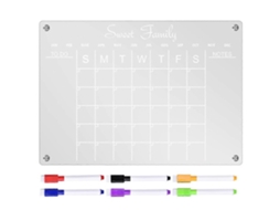 Calendário de acrílico para geladeira, planejador mensal apagável, quadro branco para geladeira, quadro branco para quadro branco com marcadores Slowmoose