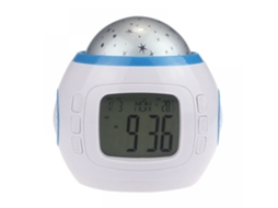 Despertador Com Projetor De Céu Estrelado, Música E Cores O Presente Perfeito Para Crianças. Cor Branco Aquaforge