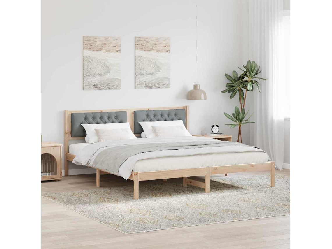 Vidaxl Estrutura Da Cama Com Cabeceira Cinzento-claro 160 X 200 Cm