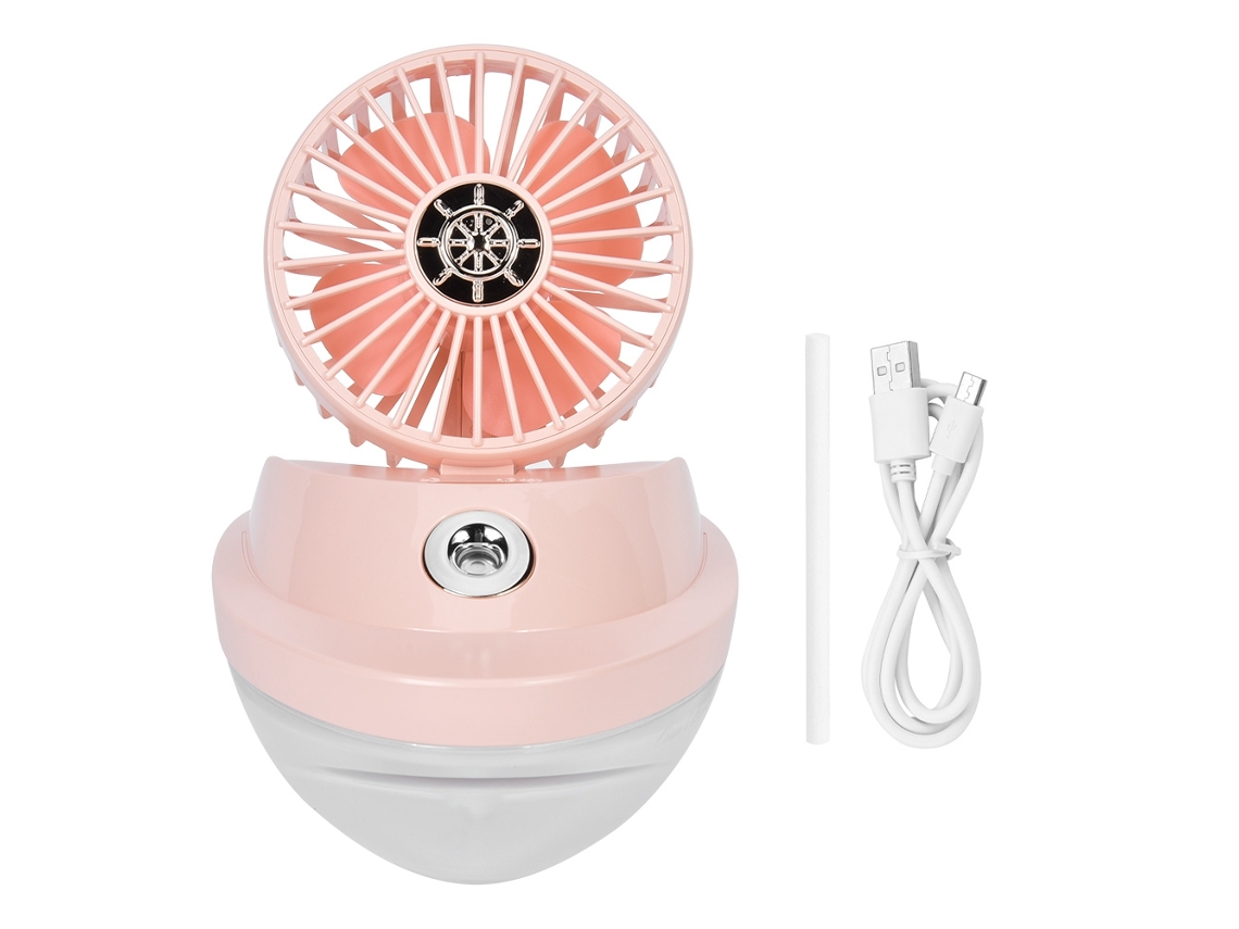 Ventilador de Mesa Umidificador Portátil Ajustável Rosa Usb