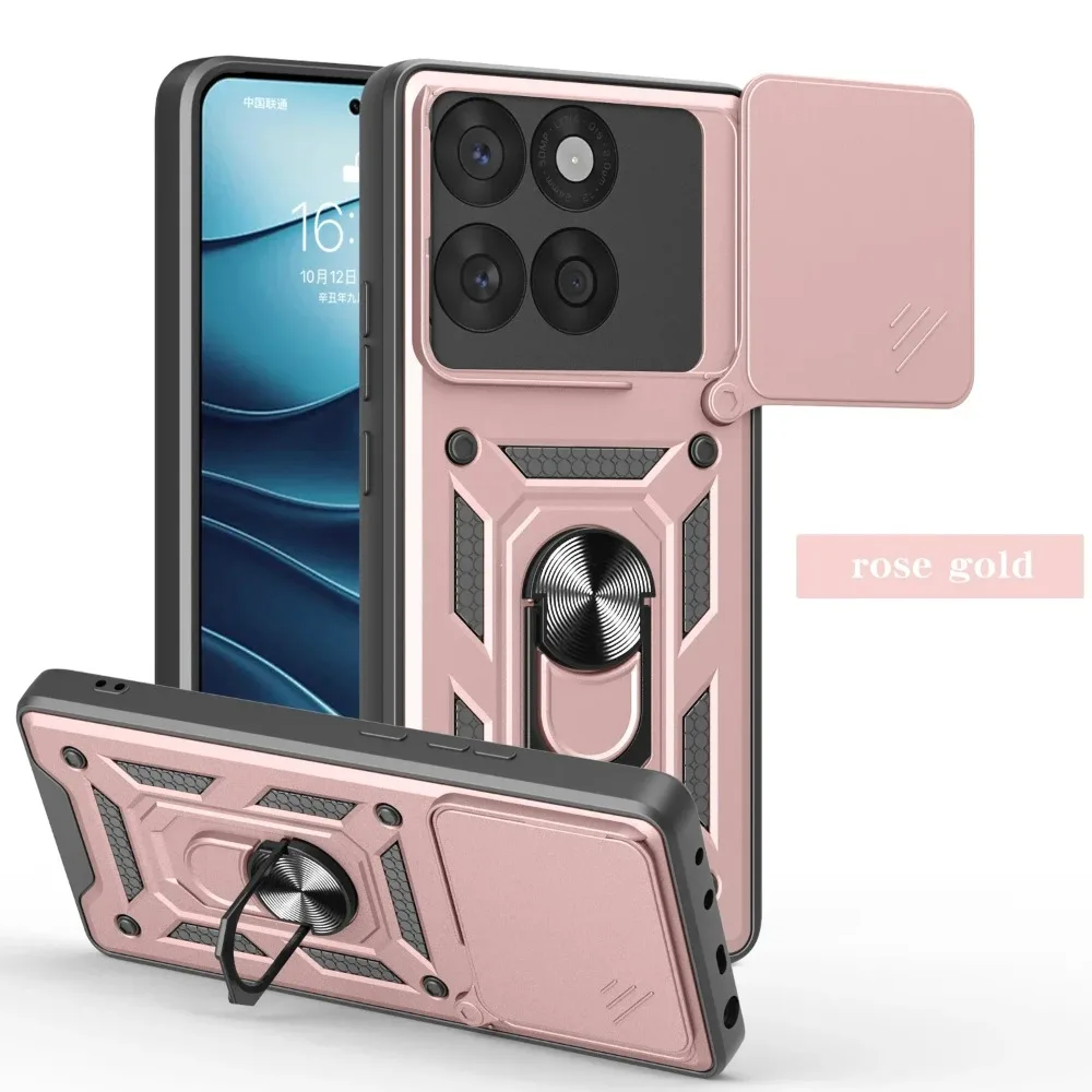 (ouro Rosé, Motorola Edge 50 Fusion) Capa Magnética Com Proteção Deslizante Para Câmera, Suporte De Anel E Capa Traseira