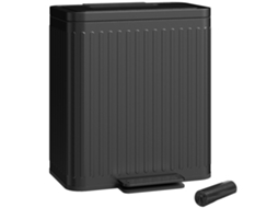 Lixeira De Cozinha, 2 Compartimentos De 20 L, Separação Eficiente De Resíduos, Pedal, Plástico, Metal, Preta