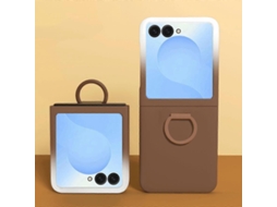 Capa De Celular Em Policarbonato Com Tela Sensível Ao Toque E Suporte Para Anel De Janela Grande Para Samsung Galaxy Z Flip 7 / 6 / 5 5g