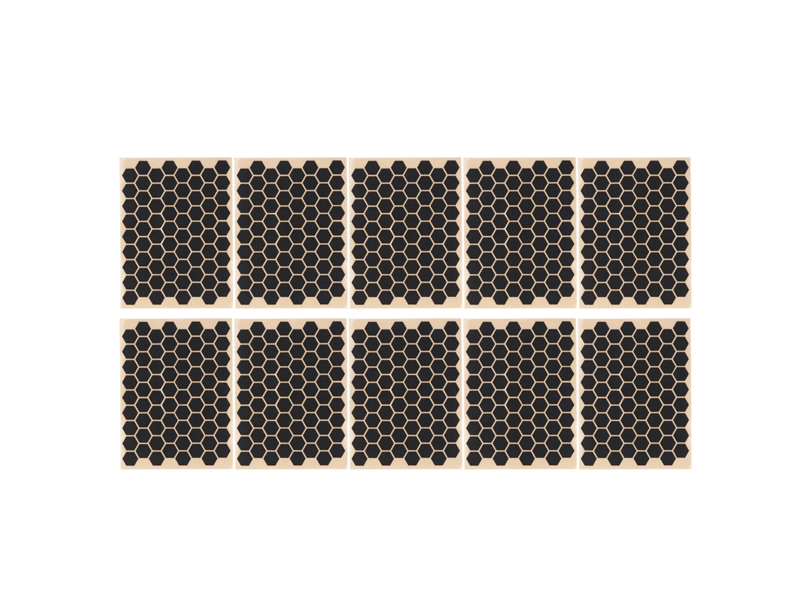10 Adesivos Hexagonais De Aderência Texturizados Ultra Finos Absorventes De Suor Antideslizantes Para Rato, Teclado E Telefone Móvel Preto